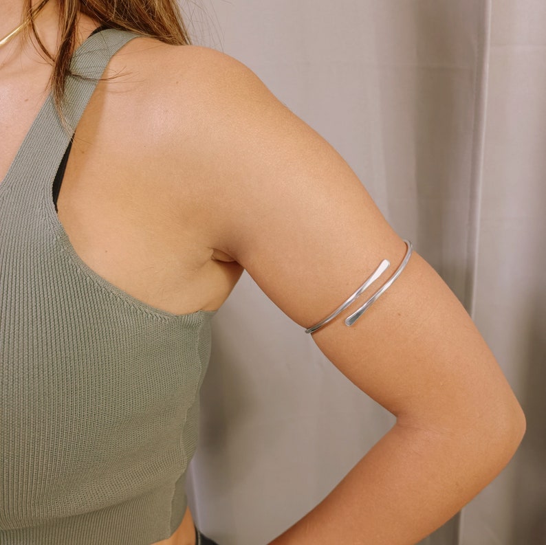 Silver, Handmade simple arm cuff , Silver, Gold, Copper Rose color, Aluminum, Copper, Brass, Gold plated 24k, or Sterling Silver 925 . image 1