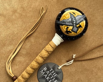 RAVEN MOON - Native American, Music Instrument, Rattle, Vibration, Healer, Prayer, Deer Hide, Chant, Healing Ceremony, Meditation