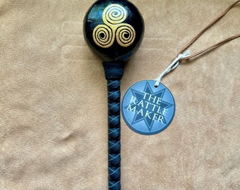 TRISKELION (Midsize) - Music Instrument, Rattle, Healer, Prayer, Chant, Life, Rebirth, Healing, Ceremony, Meditation, Trinity, Celtic, Water