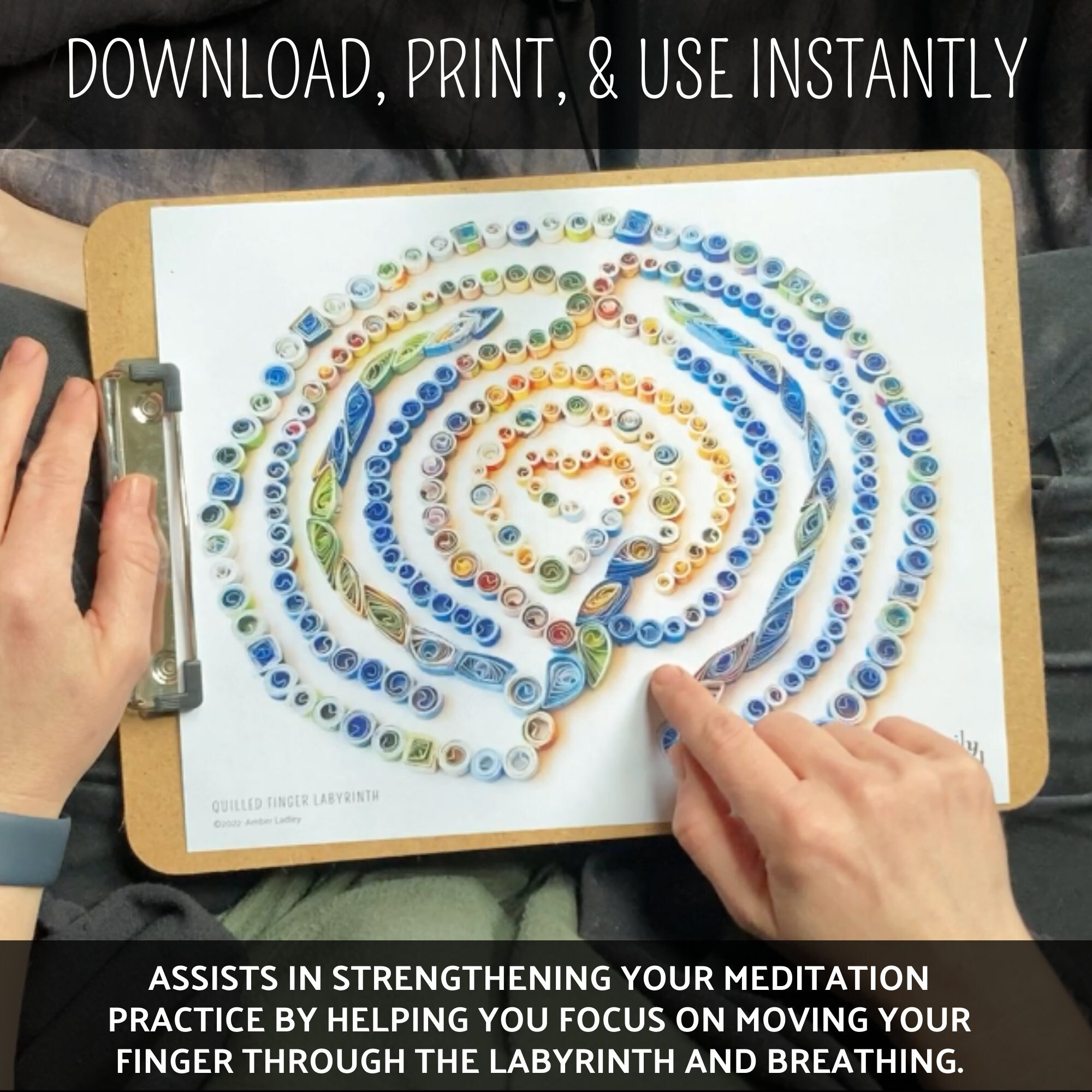 Quilled Finger Labyrinth Instant Download for Mindfulness & Meditation ...