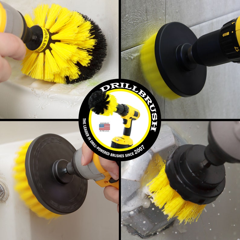 Drillbrush 4 Piece Nylon Power Brush Tile and Grout Bathroom Etsy