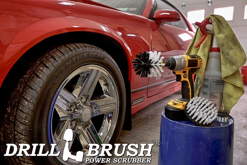 Wheel Cleaner Kit by Drill Brush 3 Piece Cleaning Tool Attachment Kit