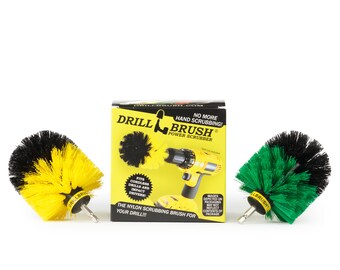 Drillbrush Original 2 Pack Kit - Yellow Medium Stiffness Original Brush and Green Medium Stiffness Original Brush