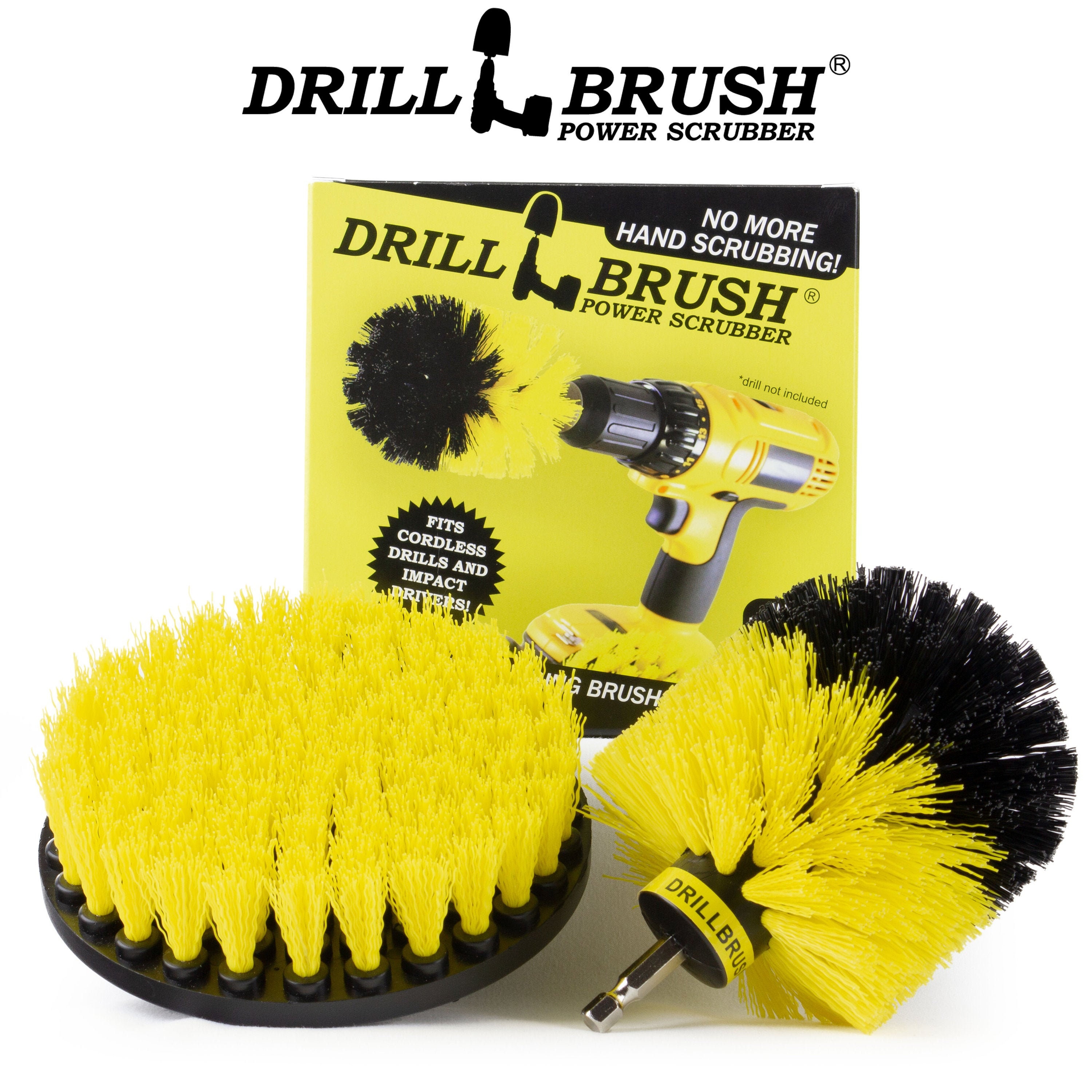 Drillbrush 4 Piece Nylon Power Brush Tile and Grout Bathroom Cleaning Scrub Brush Kit
