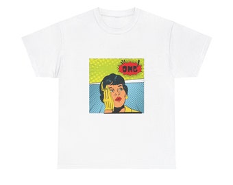 OMG || Unisex Heavy Cotton Tee, Unique Pop Art Print T-shirt, Handmade Gift