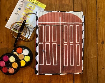 Handmade A5 Journal, Collage Cover, Lay Flat Binding