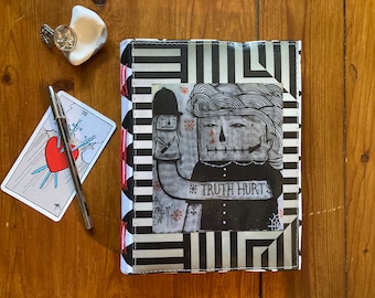 Handmade A5 Journal, Collage Cover, Lay Flat Binding