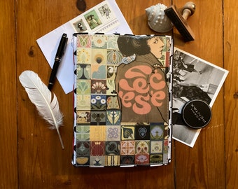 Handmade A5 Journal, Collage Cover, Lay Flat Binding