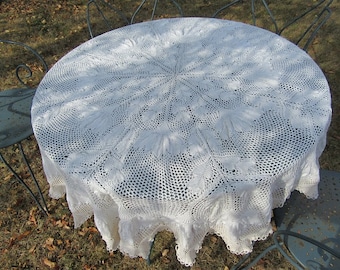 Needle lace tablecloth. Handmade art knitting. New. Lace tablecloth with needles. Handmade art knitting.