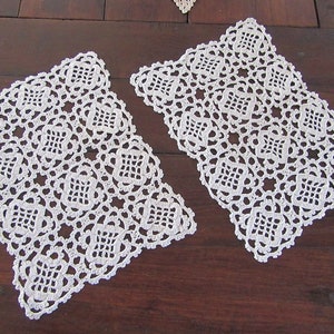 2 Set de table frivolités au crochet en coton écru. 2 Anciens napperons fait main. image 2