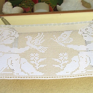 Privacy curtain, romantic voile. Handmade crochet lace.