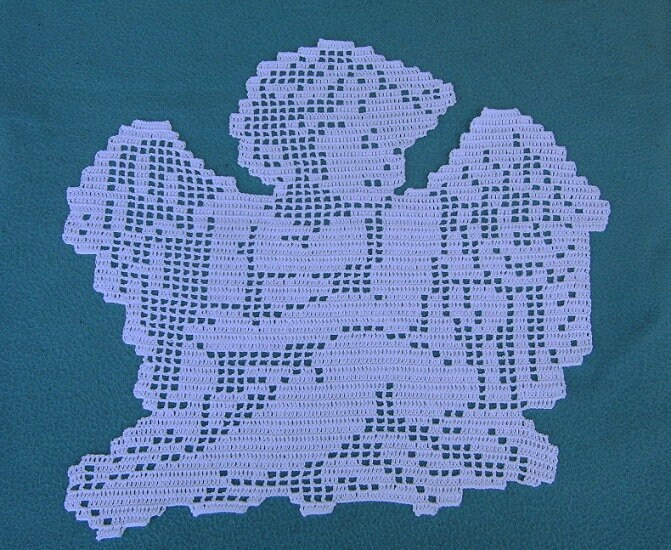 Ange Romantique Napperon Au Crochet en Coton Blanc , Shabby Chic.romantic Angel White Cotton Crochet