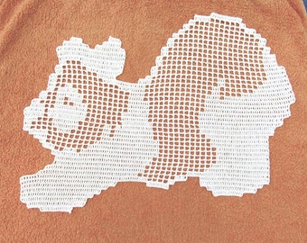 Napperon collection Panda 2 . Dentelle crochet fait main. Decorative Panda placemat . Handmade crochet lace