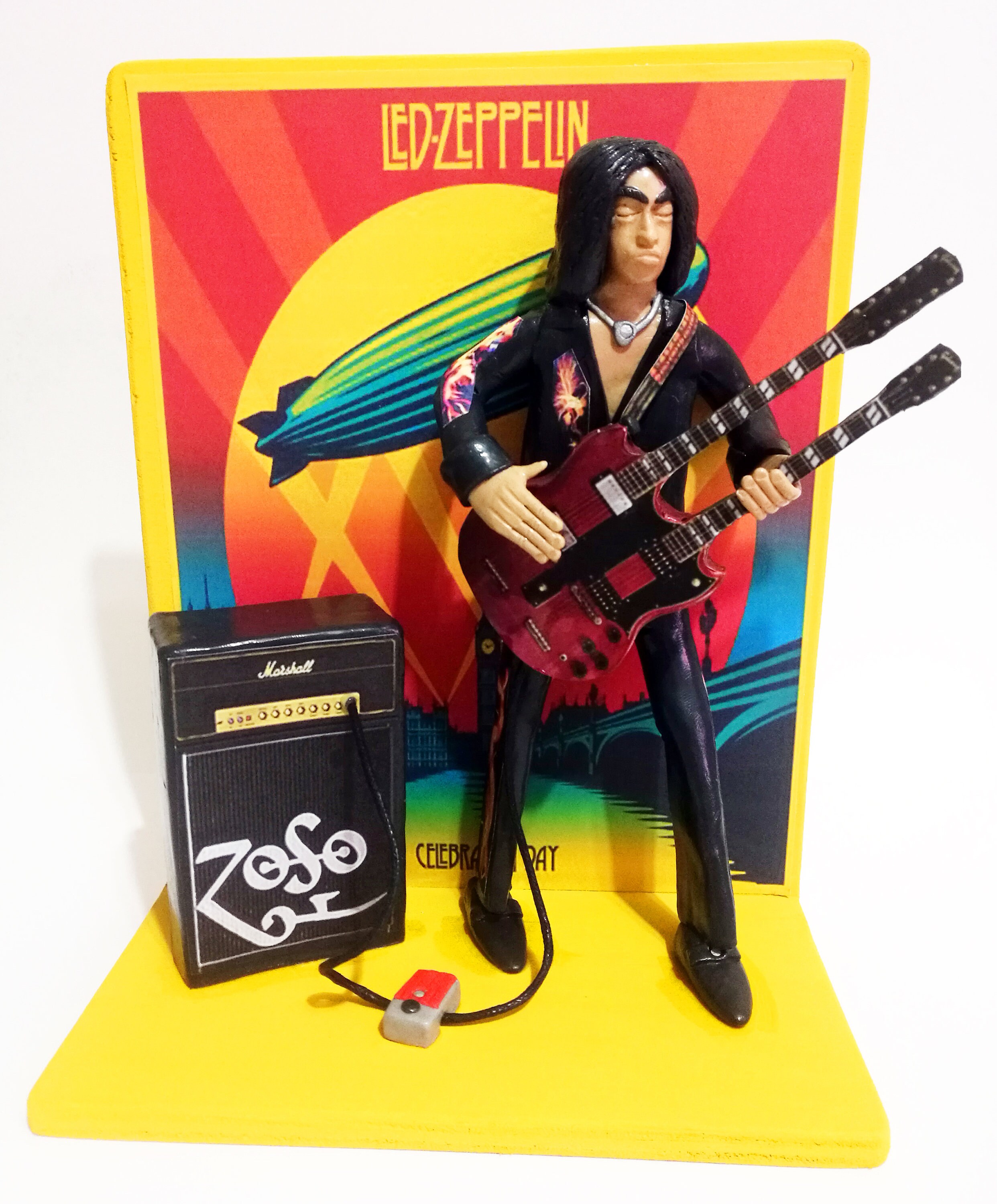 Led Zeppelin JIMMY PAGE Action Figure With Guitar & Amp New
