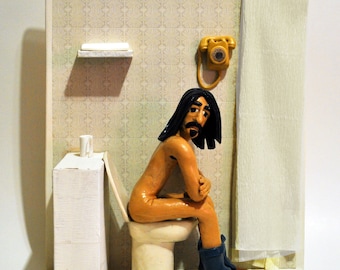 Figurine - Action Figure 22cm./8,6 "- Frank Zappa on toilet
