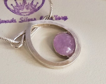 Silver and Amethyst Pendant/Oval Lavender Amethyst Necklace/Bespoke Christmas gift/ Teardrop silver pendant/Bespoke necklace