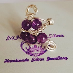 Sterling silver and amethyst wire wrapped ring, February birthstone ring, lovely Mothers Day gift, Birthday, Bridesmaids gift