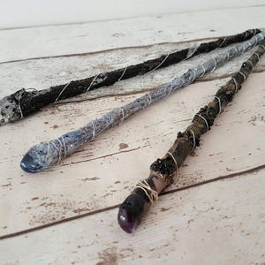 Sculpted wand with gemstones or crystals,wand with healing crystals, Magical wand, Halloween Costume Cosplay wand, Fantasy wand, Wizard wand
