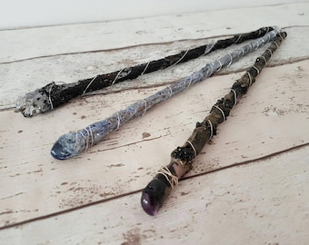 Sculpted wand with gemstones or crystals,wand with healing crystals, Magical wand, Halloween Costume Cosplay wand, Fantasy wand, Wizard wand