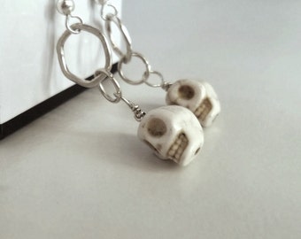 Sterling silver gothic skull earrings, unisex earrings, Halloween earrings, birthday gift, Christmas gift, gothic jewellery