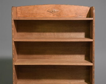 British Oak Open Bookshelf Four Shelves c.1930's-40's Display