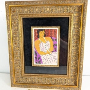 Henri MATISSE Vintage Print "Beauty with Pearls" SIGNED Framed COA Dame A La Robe Blanche by Henri Matisse 1954