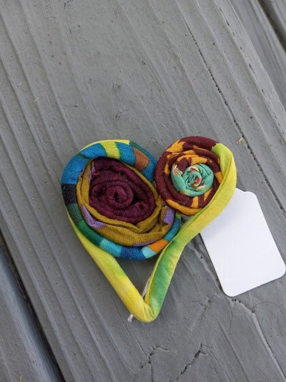 Upcycled Ficklesticks Heart Pin Brooch Wearable Ar
