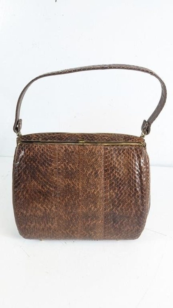 1950s Vintage Snake Skin Handbag Brown