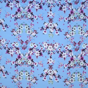Italian Floral Silk Fabric – 100% Mulberry Satin, 138 cm Wide, Premium Quality, Sold by Meter