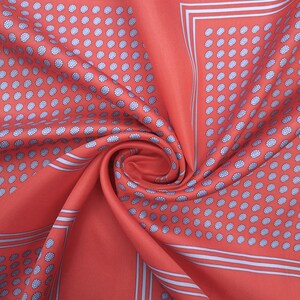 Red Silk Panel – Italian Twill, 100% Mulberry Silk, Geometric Print Fabric for Blouses, Scarves, Shirts or Accessories
