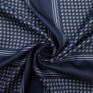 Geometric Silk Panel – Italian Twill, 100% Mulberry Silk, Grey Microprint Fabric for Scarves, Blouses or Elegant Accessories