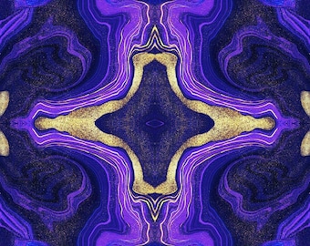 Satén de seda de morera con efecto mármol violeta – Tejido abstracto con brillo dorado procedente de Italia