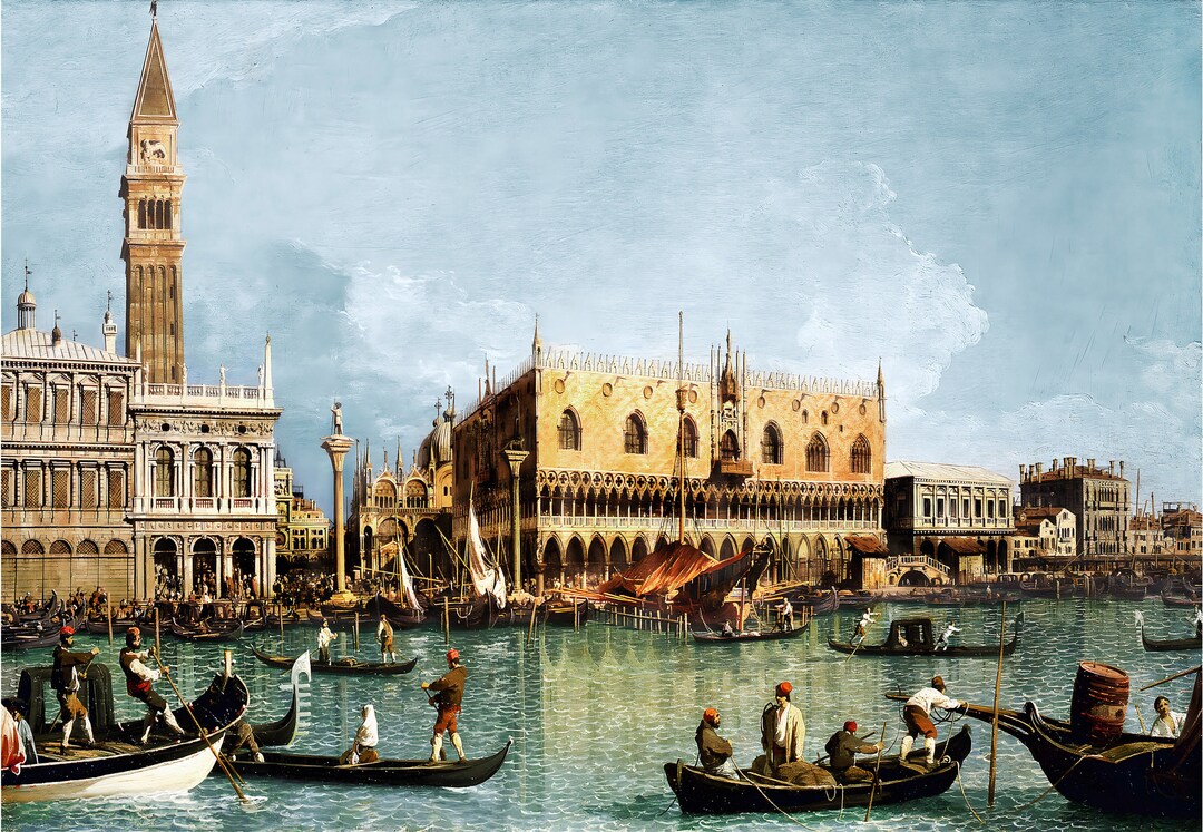 Venice Shell Panel Venice Print Silk Panel – 100% Mulberry Satin With Canaletto Canal ...