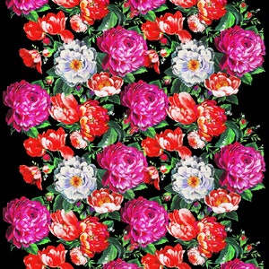 Floral Italian Silk Fabric – 16 Momme Mulberry Satin, Luxury Material for Dresses, Blouses, Scarves – Sold by Meter