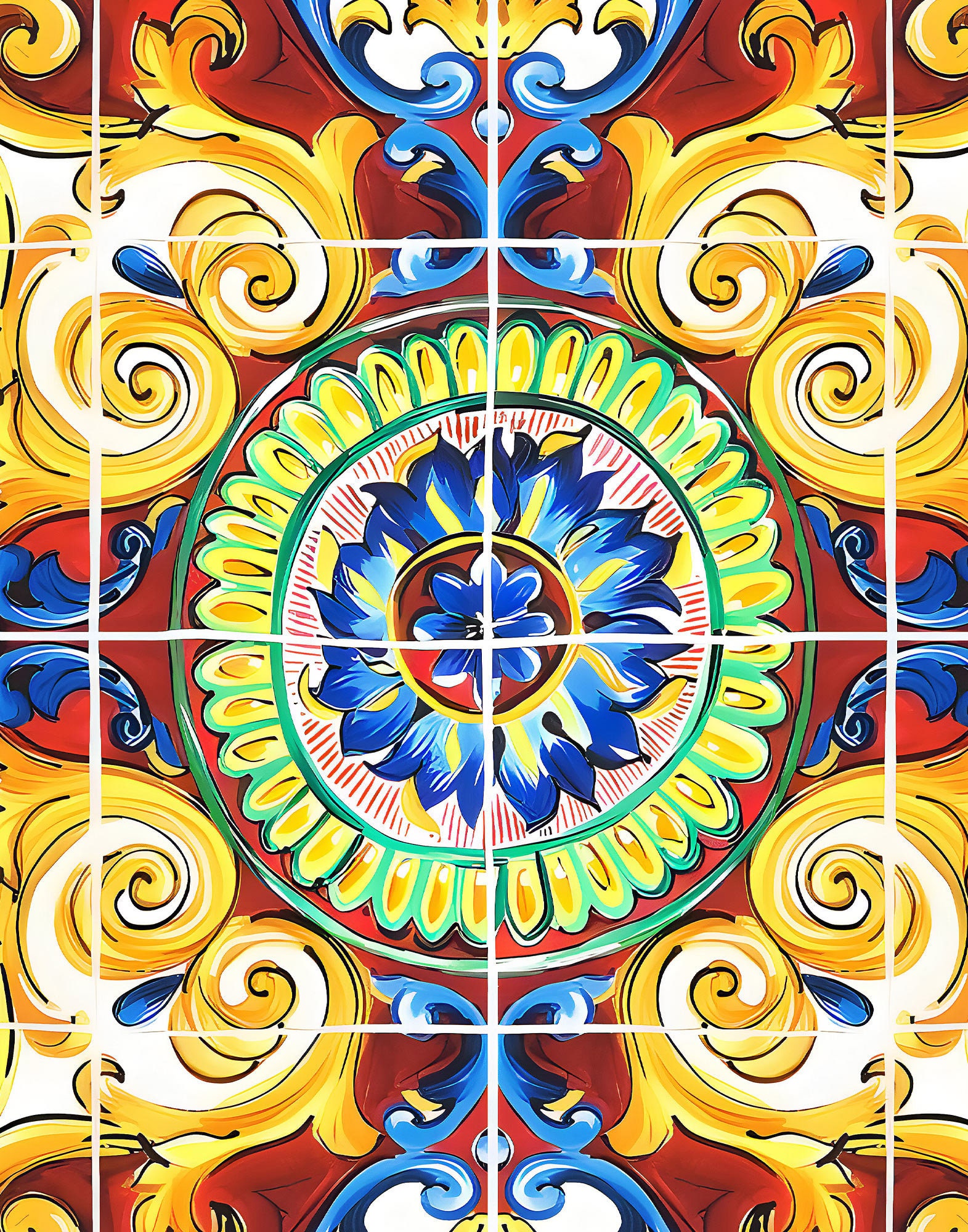 Italian Print Patterns Italian Mulberry Silk Satin Fabric | Majolica Print Panel, 16 Momme ...