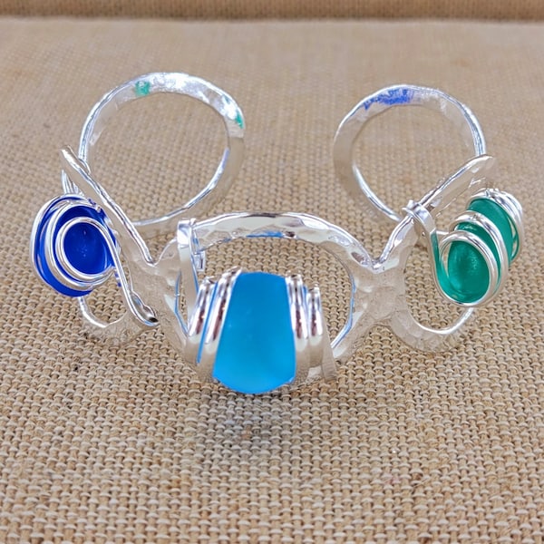 Multi Sea Glass Cuff: XCDR-CB13-SG