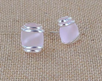 Pink Sea Glass Post Earring: ALP-SG-E1