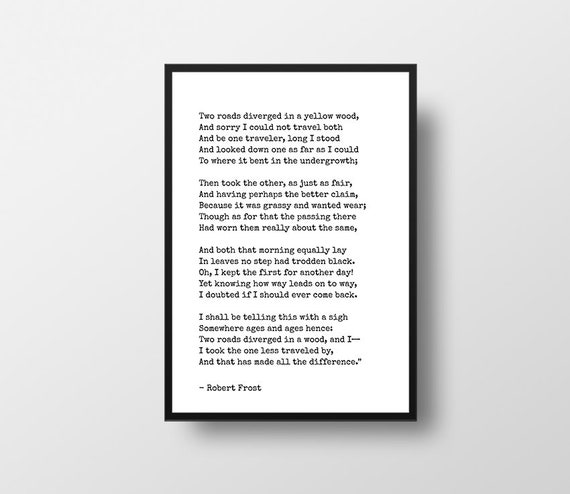 Die Strasse Nicht Genommen Robert Frost Frost Gedicht Frost Etsy