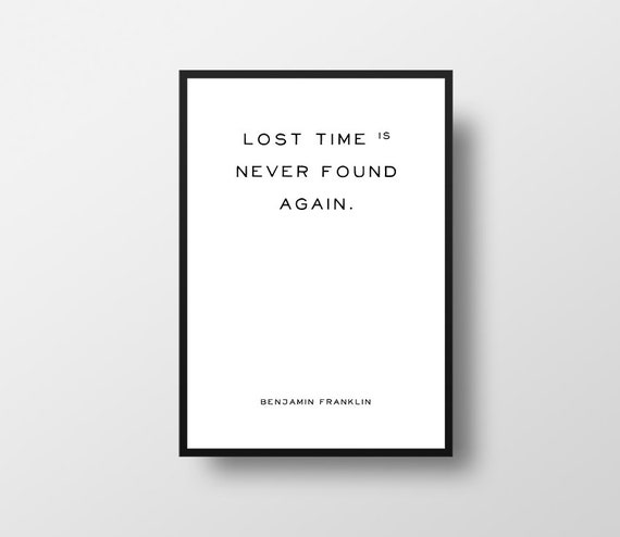 Benjamin Franklin Citation Inspirante Temps Perdu Est Etsy Benjamin Franklin Citation Inspirante Temps Perdu Est Etsy