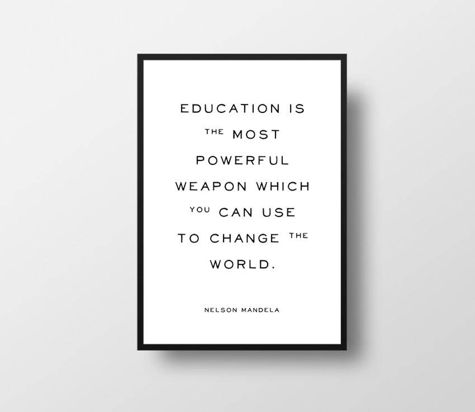 Nelson Mandela Onderwijs Citaat Inspirerende Citaat Etsy Nelson Mandela Onderwijs Citaat Inspirerende Citaat Etsy