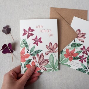 Happy Mother's Day wenskaart - Floral ansichtkaart voor mama - Bloementuin aquarel illustratie - Botanische kaart voor mama