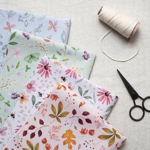 Set di carta da regalo natura botanica - Fogli da regalo quattro stagioni - Confezione di carta artigianale con fiori e foglie - Inverno, primavera, estate, autunno