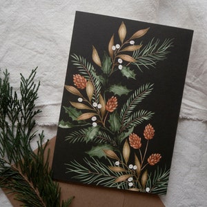 Botanical Christmas card set pack of 6 illustrated xmas greeting cards image 4