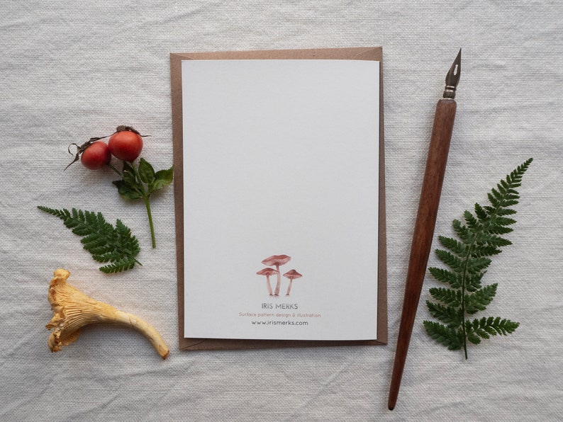 Carte de vœux dillustration daquarelle de champignon carte postale de champignons peinte à la main mini impression dart A6 image 4