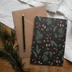 Botanical Christmas card set pack of 6 illustrated xmas greeting cards image 2