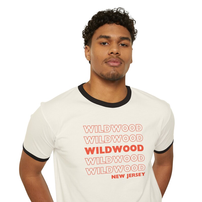 Vintage Retro Wildwood Beach Ringer Tee, Unisex Cotton T-shirt, Summer ...