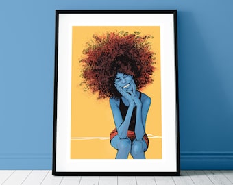 Original portrait illustration art print - smiling lady, Ryan Gajda