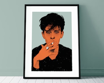 Smoking Man Illustrated Art Print