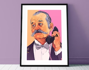Bill Murray portrait illustration - Grand Budapest Hotel