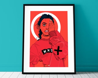 Lady Covering Eye Illustrated Art Print - Ryan Gajda